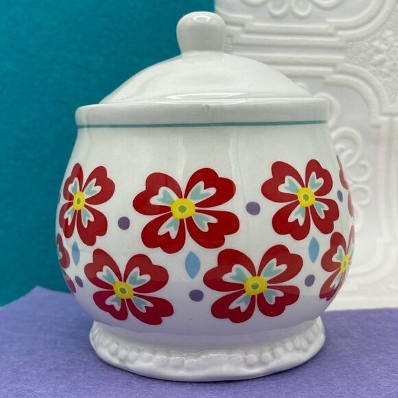 The Pioneer Woman Flea Market Flower Dot Pattern Ceramic SUGAR BOWL ONLY w/ Lid - Picture 3 of 16